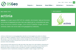 Homepage von actinia auf der OSGeo Webpage