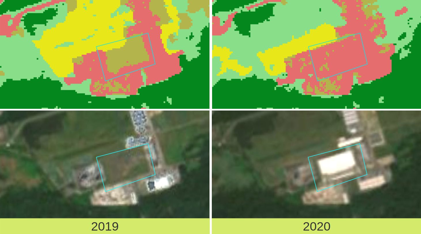 Veränderungsdetektion Bebaute Fläche 2019-2020: Zoom auf Castrop-Rauxel