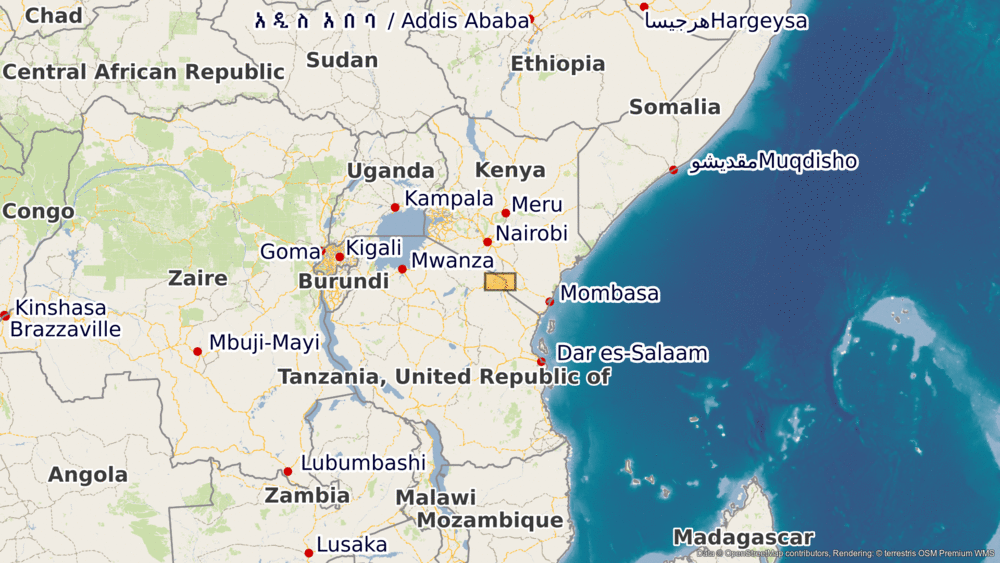 Satellitenbild des Monats Mai 2024: Kilimandscharo (Tansania) - geographische Verortung in Afrika