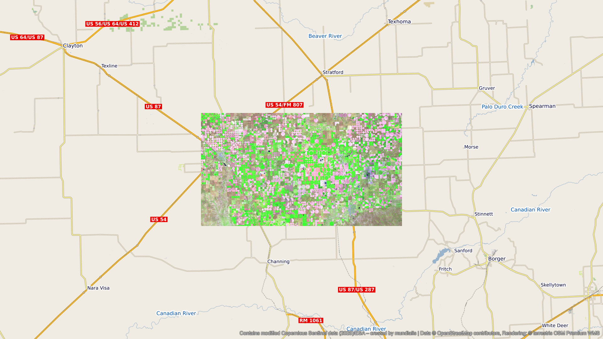 Satellitenbild des Monats Juni 2025: Dalhart (Texas, USA), geographische Verortung