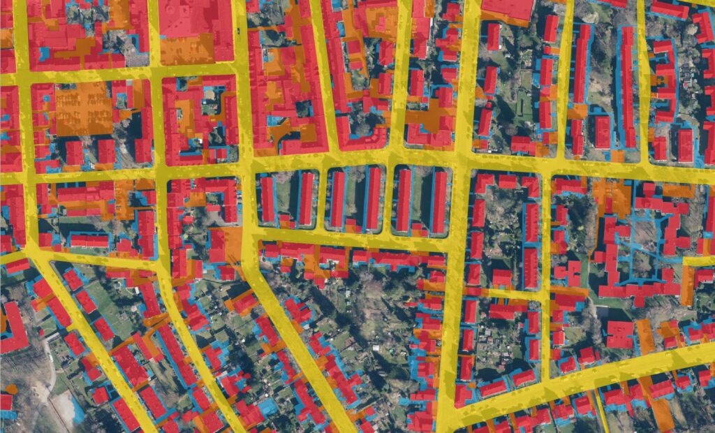 Automatically detected impervious surfaces over an orthophoto