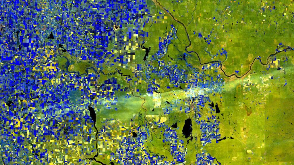 Satellitendarstellung von Alberta, Kanada - nach dem Sturmereignis